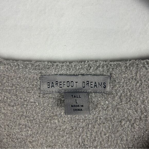 Barefoot dreams Vneck Tan cozychic lit knit sweater size L tall - Picture 3 of 6